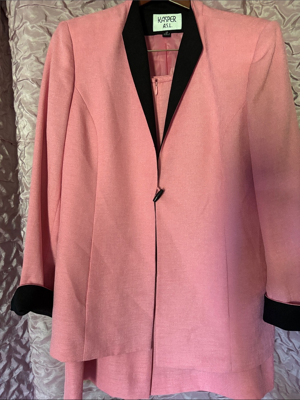Kasper Pink Blazer with Black Trim
